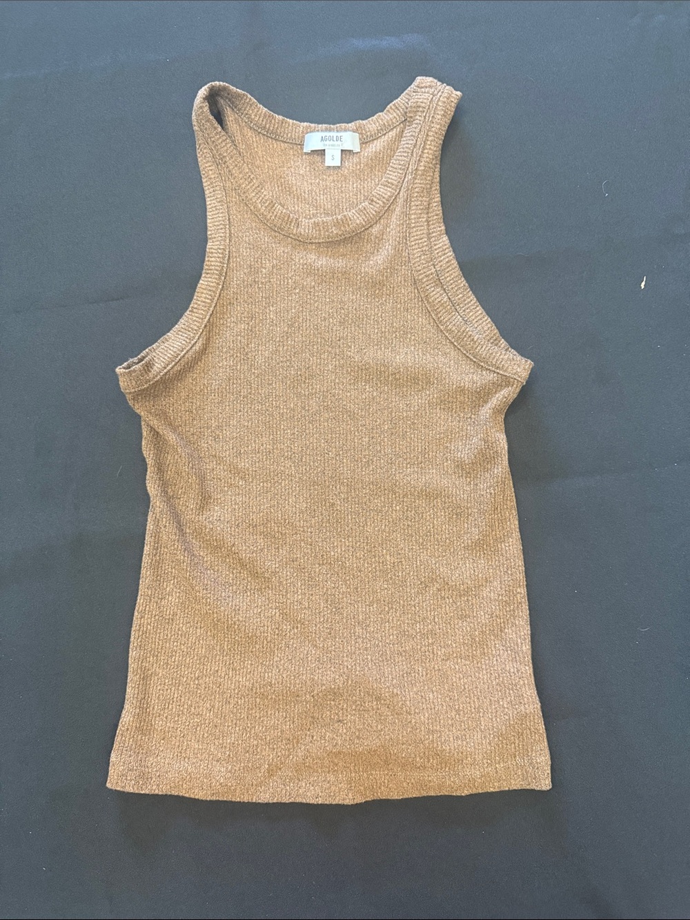 Agolde Bailey Tank Brown Ribbed Racerback Tank Top